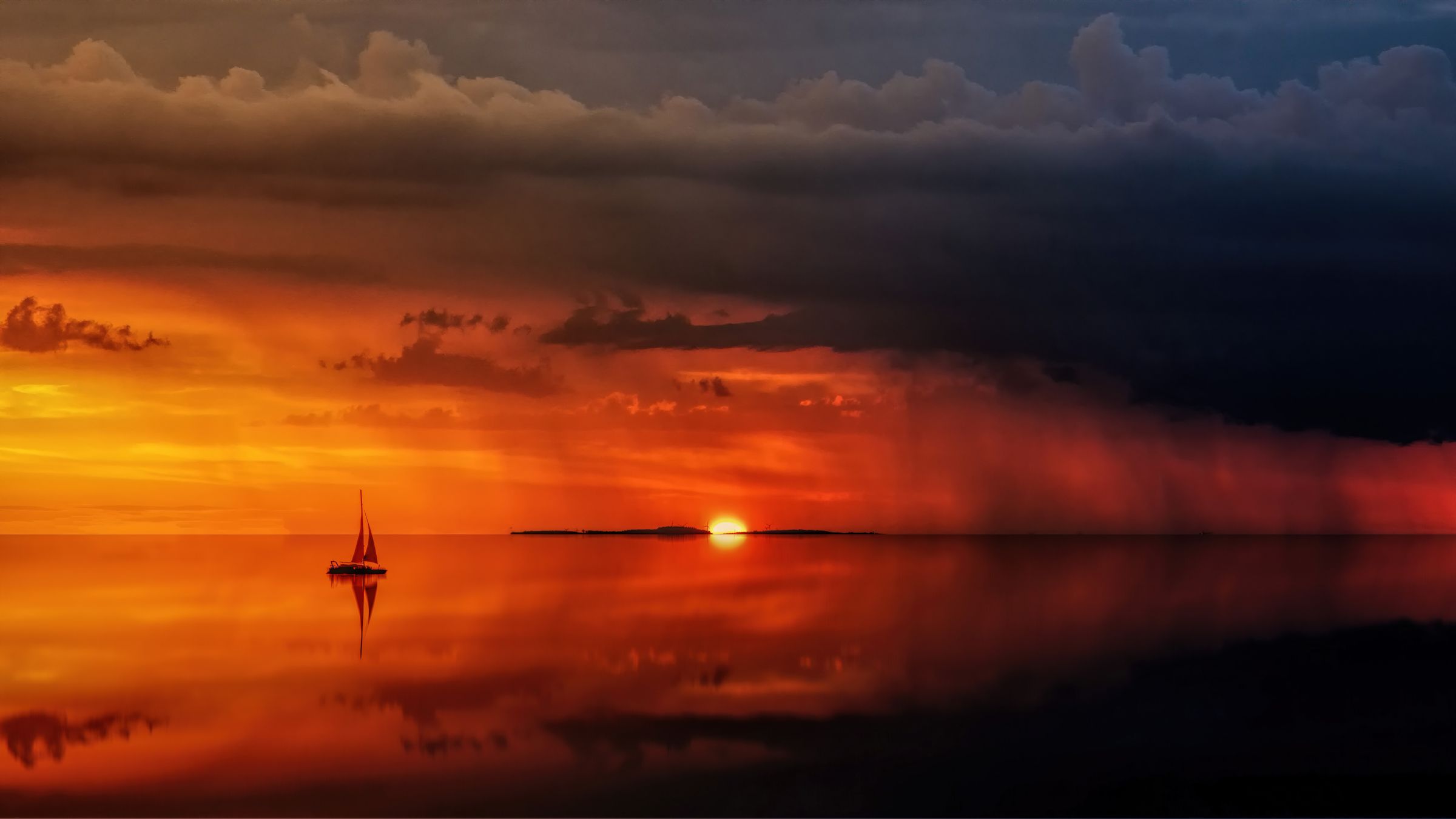 Illustrative view of a sailboat on the water